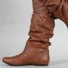 Vintage Knee High Boots Women Winter Spring Shoes 2025 Wedge Heels Women's High Long Riding Boots Brown Grey Black Shoe Footwear