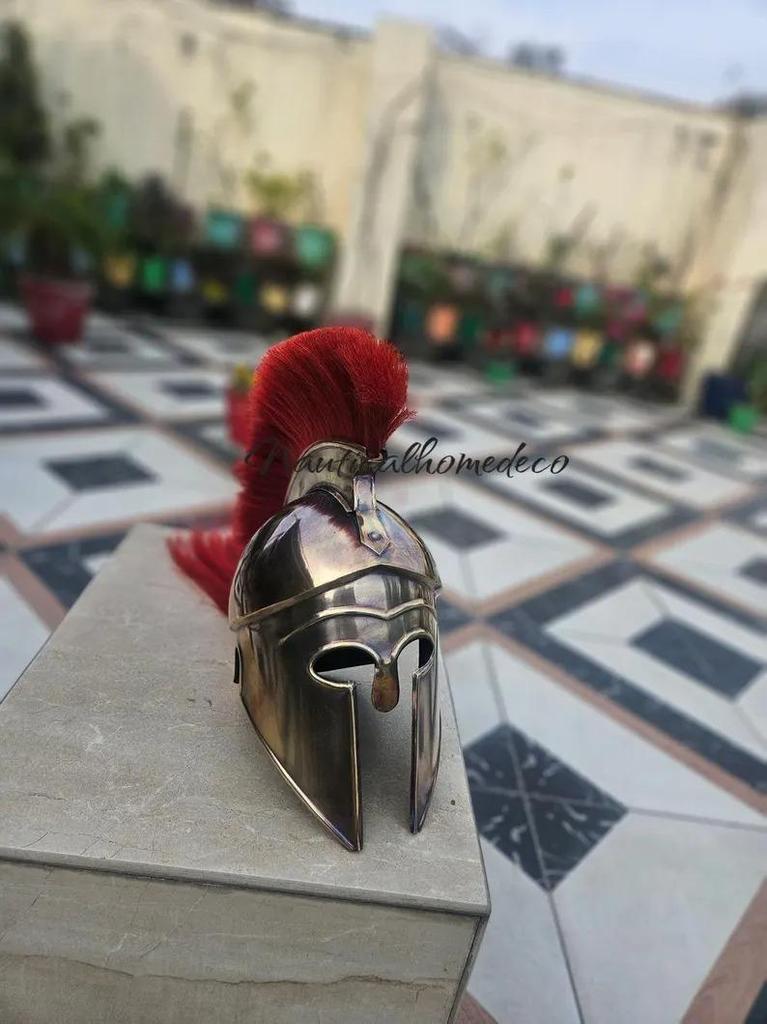Medieval Greek Corinthian Spartan Warrior Helmet - Copper Antique Finish - Wearable Replica Cosplay,