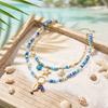 Retro Blaue Polymer Clay Perlen Muschel Seestern Halskette für Damen Meeres Elemente Schildkröte Muschel Mehrschichtiger Choker Strand Schmuck