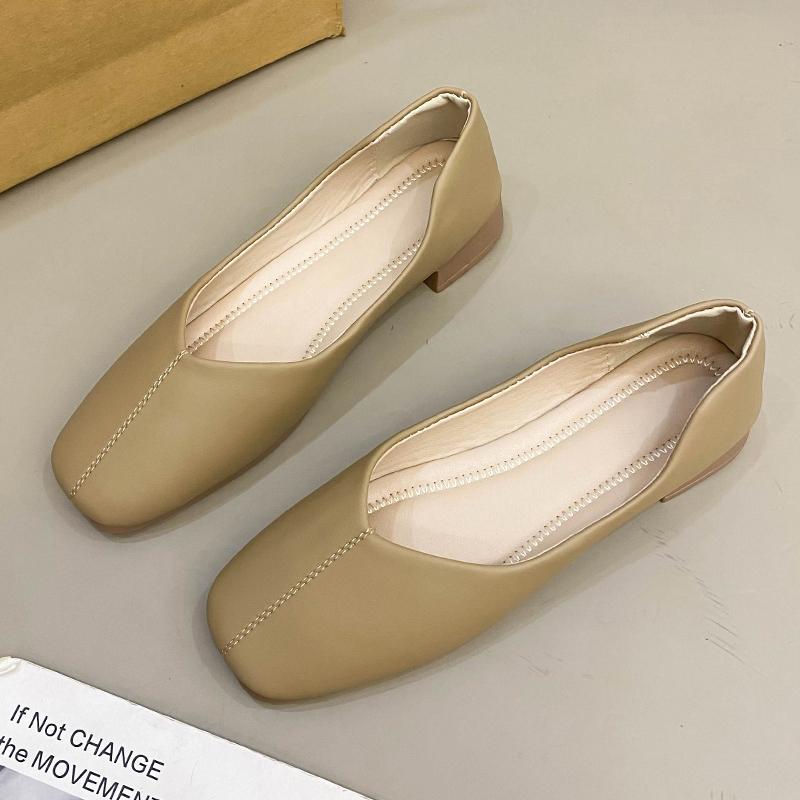 Women Shoes Autumn Shallow Mouth Casual Female Sneakers Flats Square Toe Fall New Summer Moccasin  PU Fash