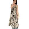 Suspender dress women's summer ink printing new holiday wind floral retro skirt women's texture high sense