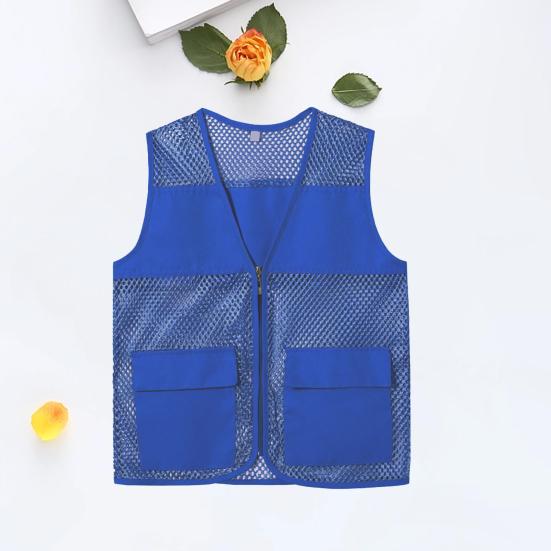 Vydutá léga na zip Dvojité kapsy Pracovní vesta s výstřihem do V Světlá barva Unisexová vesta volného střihu