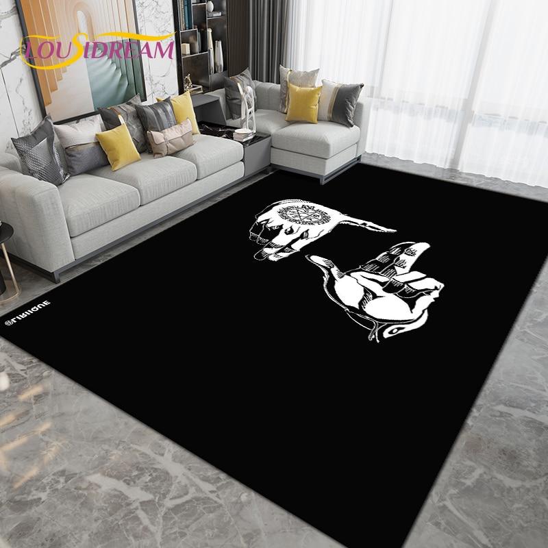 Seria Skull Gesture Covor mare, covor pentru sufragerie, dormitor, canapea, bucătărie, baie, covoraș antiderapant, cadou