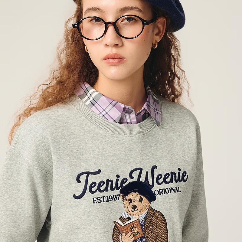 Teenie Weenie Women's Sorona Big Bear Embroidered Crew Neck Sweatshirt