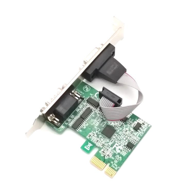 PCI-E To RS232 Dual Port Serial Card for PC Expansion, PCIe 9 Pin DB9 Serial Communication Adapter. Add 2 Serial Ports with This PCIe Card.