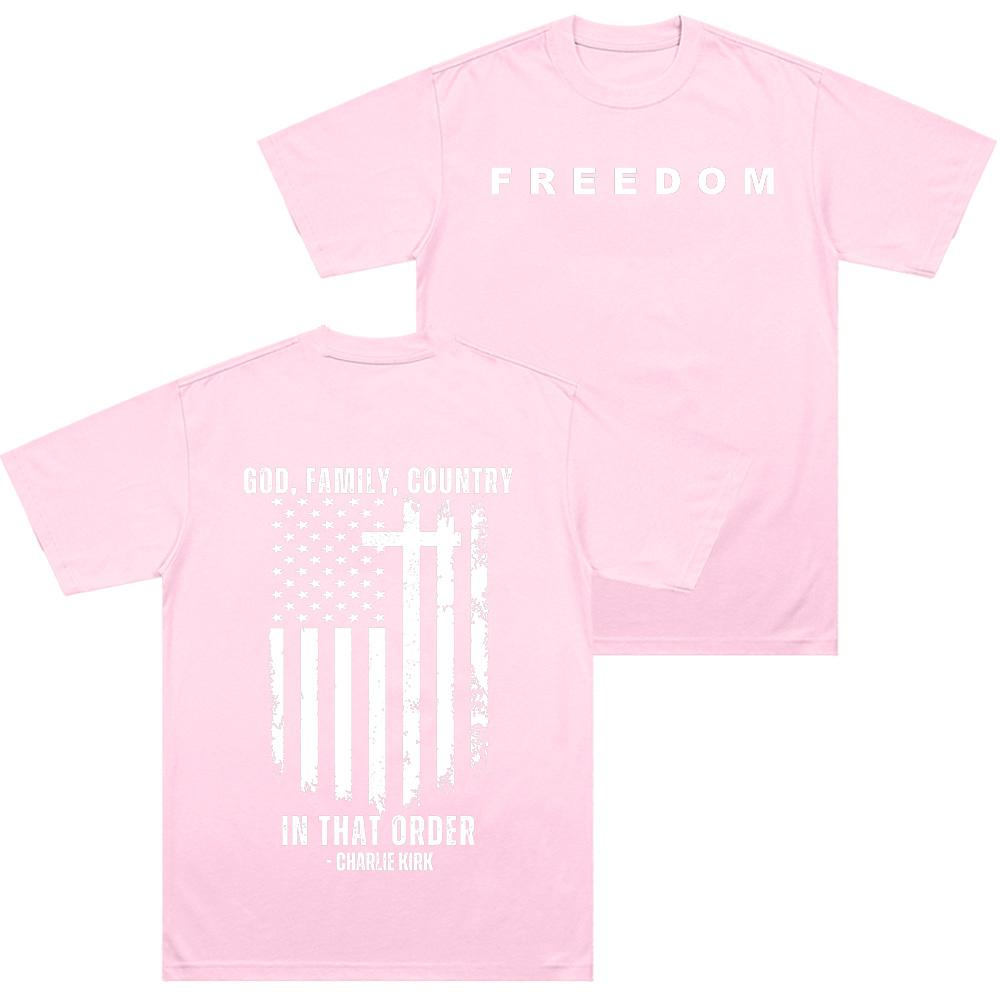 Charlie Kirk Svoboda Trička Bůh Rodina Vlast V Tomto Pořadí Unisexové Žerzejové Tričko s Krátkým Rukávem Léto Bavlna Vysoce Kvalitní Topy