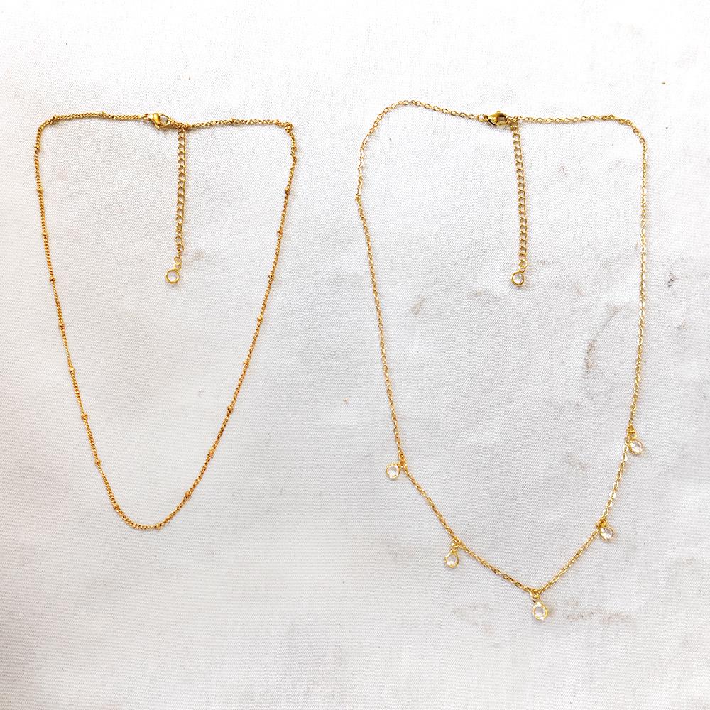 Elegant 18K Gold & Stainless Steel Water Drop Necklace