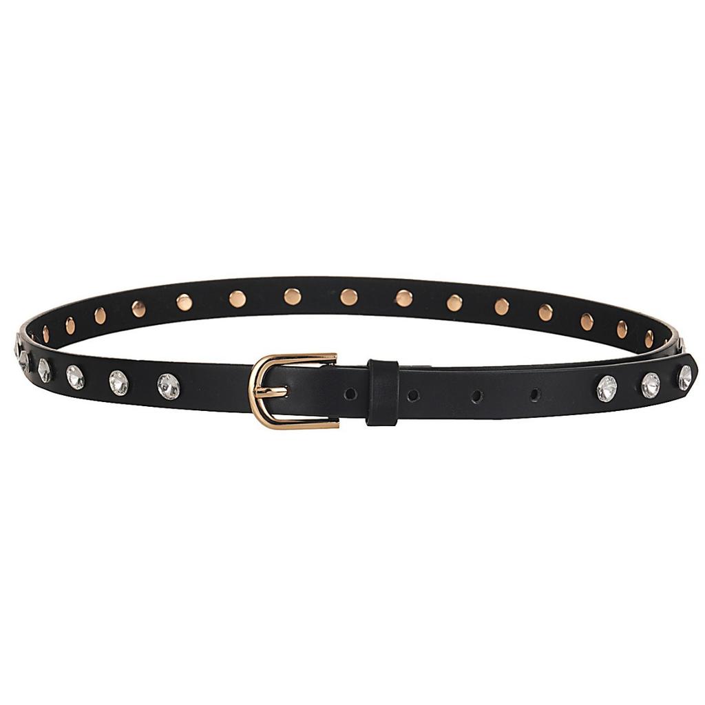 Rhinestone Decorative Belt, Simple Pu Belt, Elegant Women'S Skirt, Thin Belt.