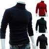 Høst Menn Ensfarget Rullekrave Langermet Genser Slim Strikket Pullover Topp