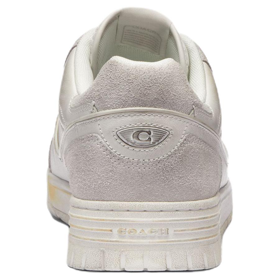 Coach Soho Distressed Leather Round Toe Lace-Up Low-Top Sneakers Men Sneakers White CCK60-W2P