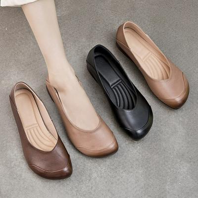 Women's Shoes, Mother's Soft-soled Leather Shoes, Comfortable Shallow Mouth, Women's Shoes, Flat Shoes, Lightweight Single Shoes, Women's Low Heels