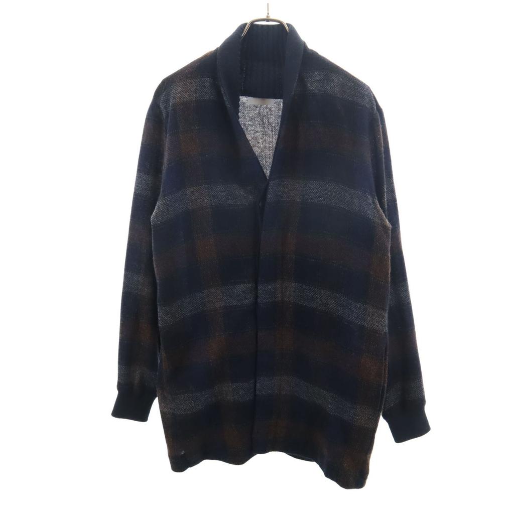 STEPHAN SCHNEIDER Made in Belgium Check Pattern Long sleeve Shawl collar knit cardigan Men's Used