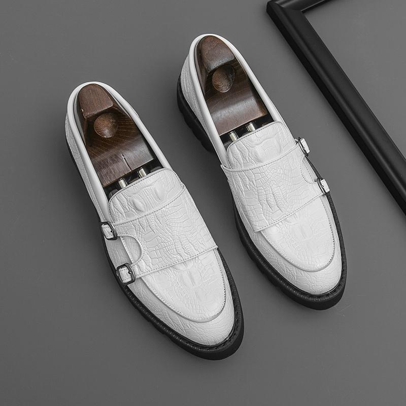 British Style Fashion Brand Men's Comfortable Thick Soled Pointed Loafers Spring New Breathable Business Casual Leather Shoes