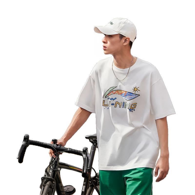 Li-Ning Fashionable Retro Comfortable Versatile Loose Round Neck Short Sleeve T-Shirt Unisex Tops AHSW745-2