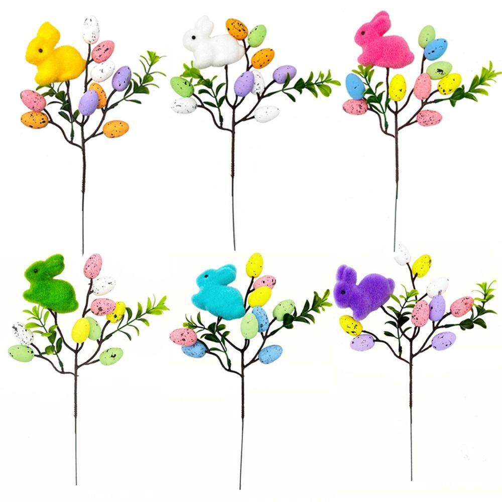 New Foam Eggs Tree Branch Artificial Colorful Easter Egg Bouquets Simulation DIY Fake Plant Festival Party
