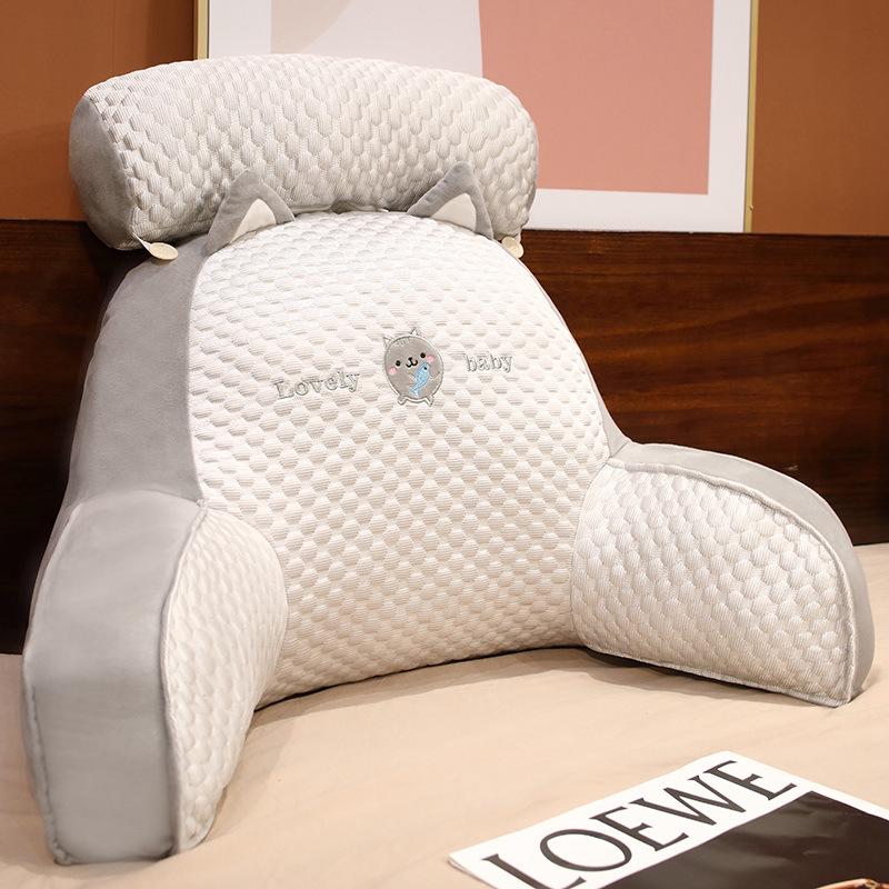 Ice Bean Cartoon Bedside Cushion: Soft Lumbar Support Pillow for Reading and Lounging