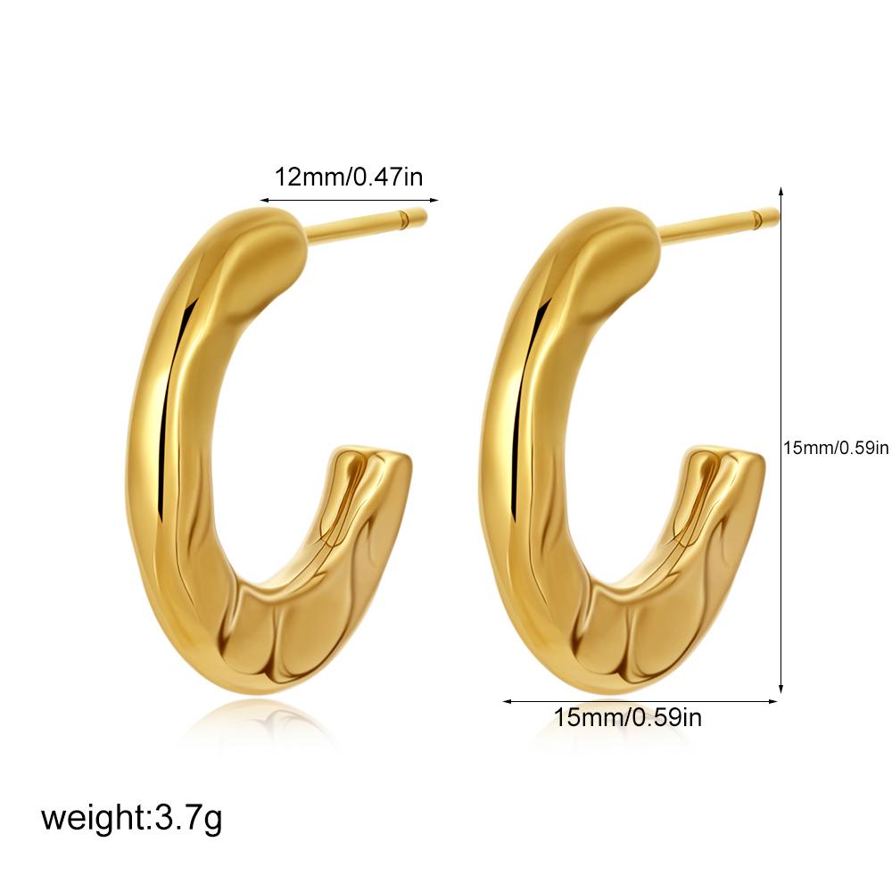 

Flat Polishing CC Huggie Earring for Women Girls Hypoallergenic Lava Textured Summer Small Gold Color Ear Hoop Holidays Zircon