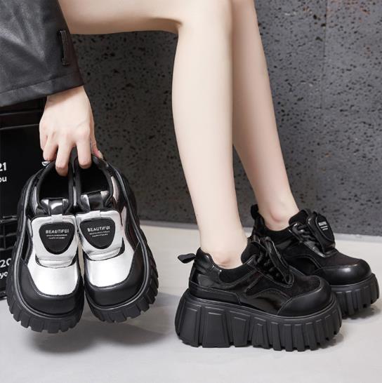 Fashion 8cm Winter High Platform Pumps for Women 2025 Fashion Mixed Colors Loafers Thick Bottom Wedges Heels Leather Woman Shoes