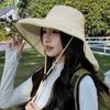 Solid Color Sunshade Shawl Cap Breathable Polyester Neck Protection Hat Thin Wide Brim Neck Cover Hiking Cap Outdoor