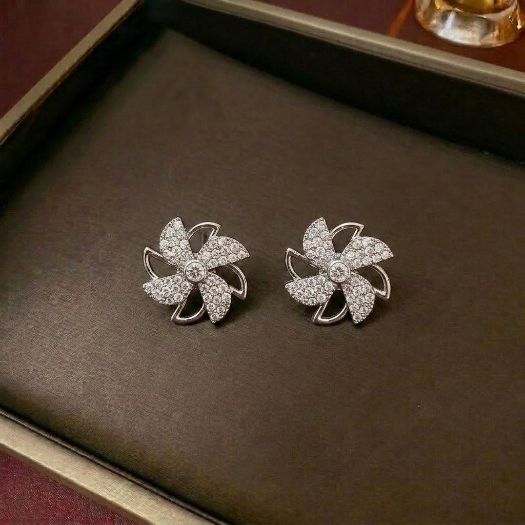 Women's Fashion Necklace & Bracelet Set: Flower Pendant, Diamond Bauhinia Earrings