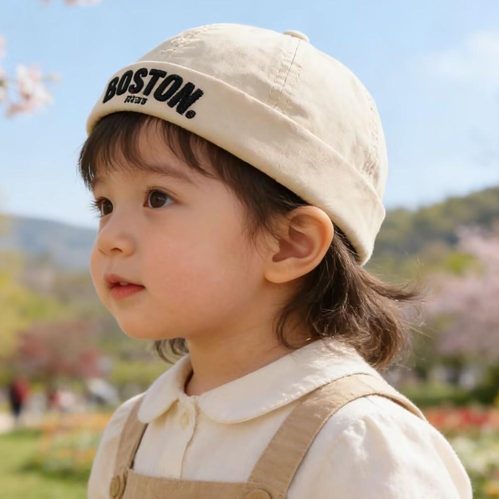 Cotton Children Melon Beanie Letter Embroidered Bucket Hat Hip Hop Fashion Landlord Cap Summer