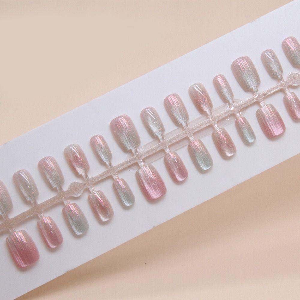 Shining False Nails Long Square Nail Tips Fashion Press on Nails DIY