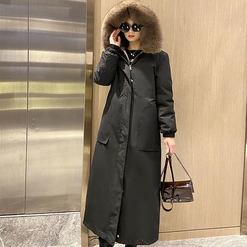Nuova giacca invernale per mamme, parka in pelliccia sintetica ispessita con fodera staccabile e design lungo al ginocchio