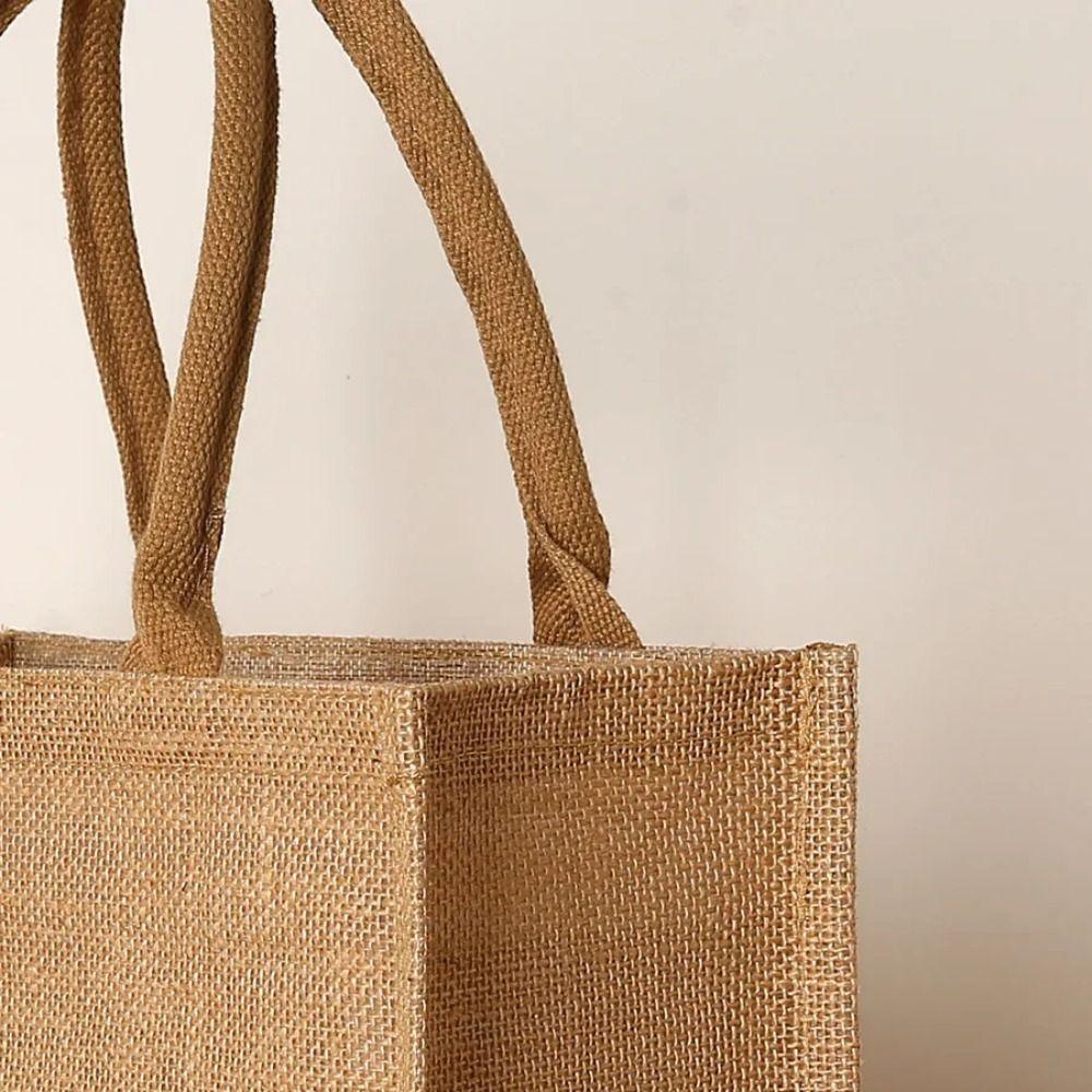 Fashion Large Capacity Linen Tote Bag Ribbon Bow Eco-friendly Bag Shoulder Bag Vintage Jute Women Linen Bag For Women and Girls