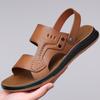 Men Summer Slip-On Sandals Breathable Soft Bottom Casual Driving Beach Shoes Anti-Slip Comfortable PU Leather Zapatos De Hombre