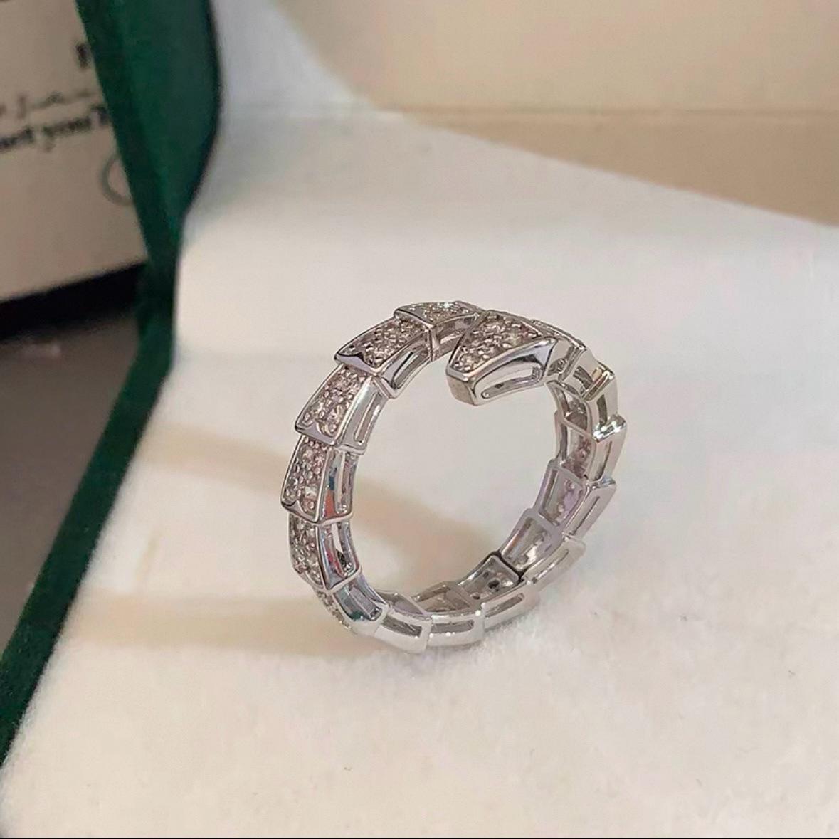 Элегантное персонализированное открытое кольцо-змея с цирконами - Универсальное, модное акцентное украшение