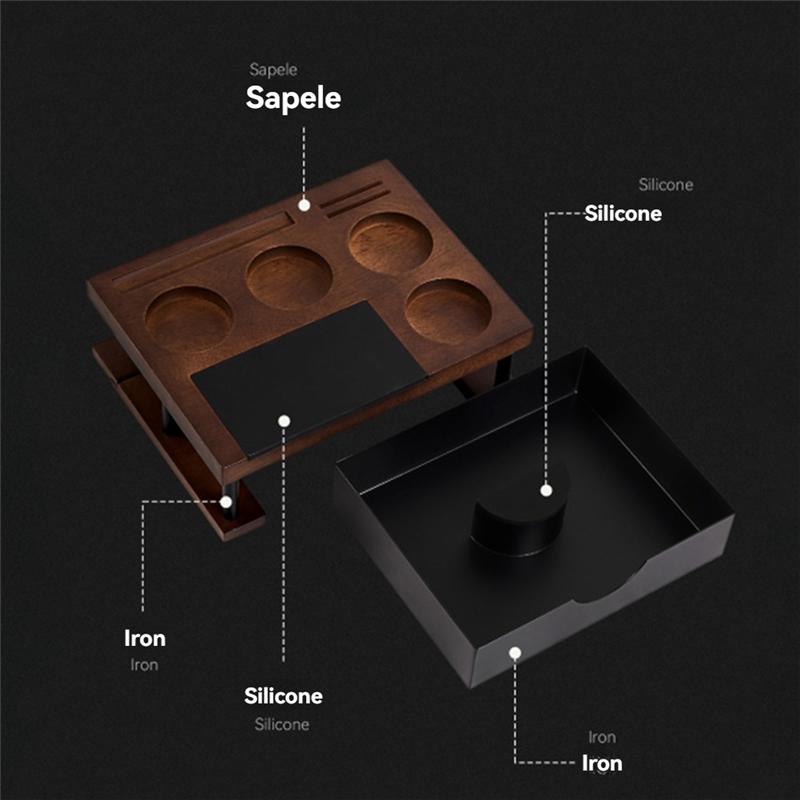 Good-Espresso Tamping Station Multifunctional Solid Wood Powder Pressing Stand Wooden Espresso Machine Accessories A