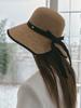 Meleuhen Black Ribbon Raffia Floppy Hat