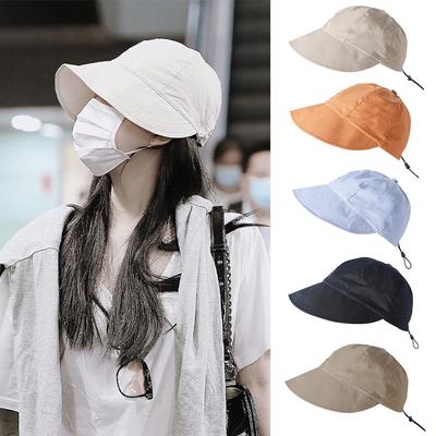 Foldable Wide Brim Sun Hat Drawstring Adjustable Caps for Men Women Beach Hats Summer Quick-drying Visors Fisherman Cap
