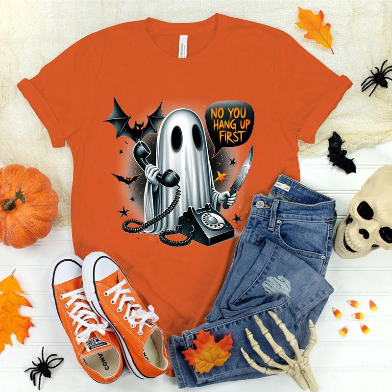 

Funny Halloween Boo No You Hang Up First Printed T-Shirts Fashion Women Summer Tee Shirt Unisex Casual Round Neck Short Sleeve 4XL