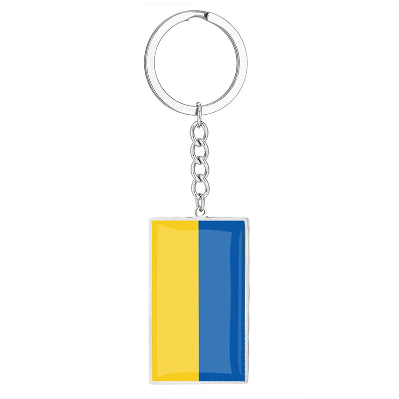 Stainless Steel Epoxy Canada Australia Flag Keychains Rectangle National Flag Pendant Car Key Chain