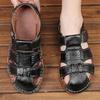 Fashion Genuine Leather Men's Sandal Outdoor Beach Breathable Trend 2025 Number 41 Luxury Summer Expensives Wholesale Non-slip Male Shoe