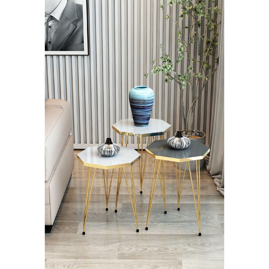 3-piece Nesting Coffee Table And Coffee Table Set Gold Octagonal Coffee Table Set Wire Leg Coffee Table Set