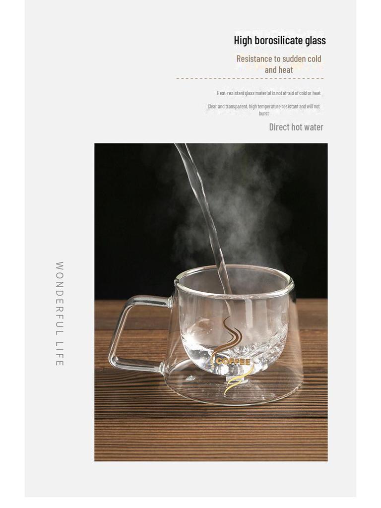 Mingshangde Transparent Double-Layer Insulated Glass Coffee Cup