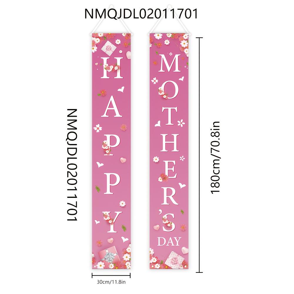 Mother's Day Couplet Banner Mother Flowers Hearts 1 Pair Polyester 180x30cm Indoor Outdoor Decor