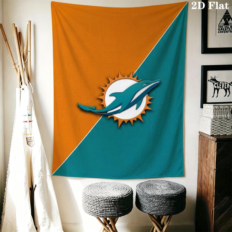 Miami Dolphins Wandteppich Ästhetisches Wandbehang Gedruckter Stoffdecke Dekorative Wandteppiche für Schlafzimmer Wohnzimmer Heimdekoration