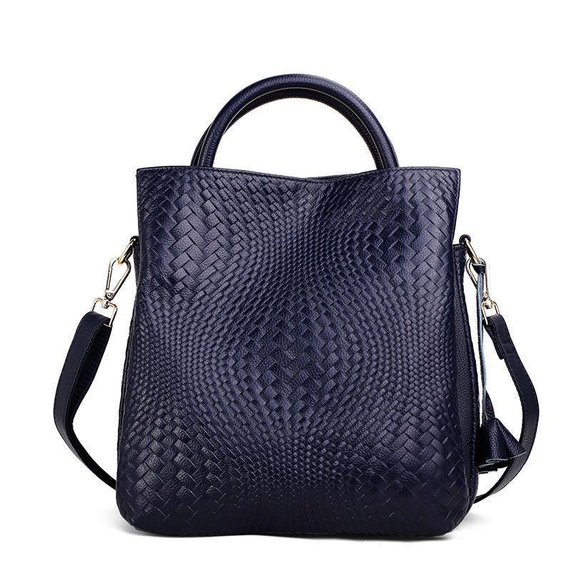 2026 Women's Genuine Cowhide Handbag - Large Capacity, New Woven Pattern Mother's Tote