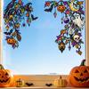 Shop Window Displays 2Pcs Halloween Corner Static Clings Floral Pumpkin Bat Black Wall Decor