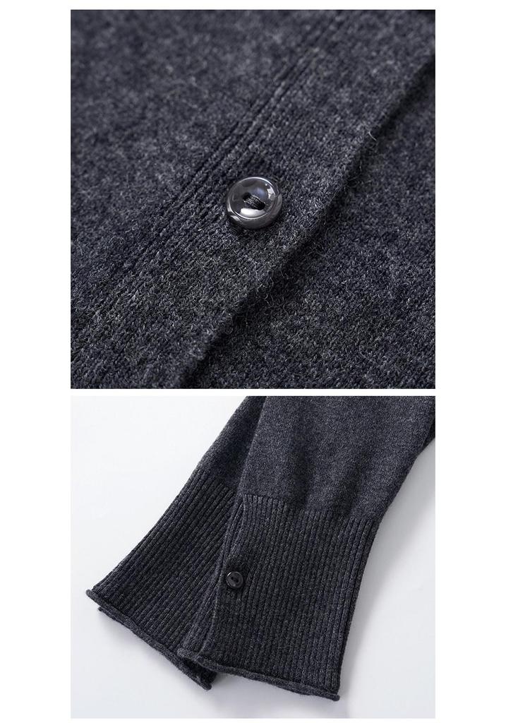 Women's Early Spring 2026 Wool Cardigan: Stand Collar, Long Sleeve, Slim Fit Knitwear