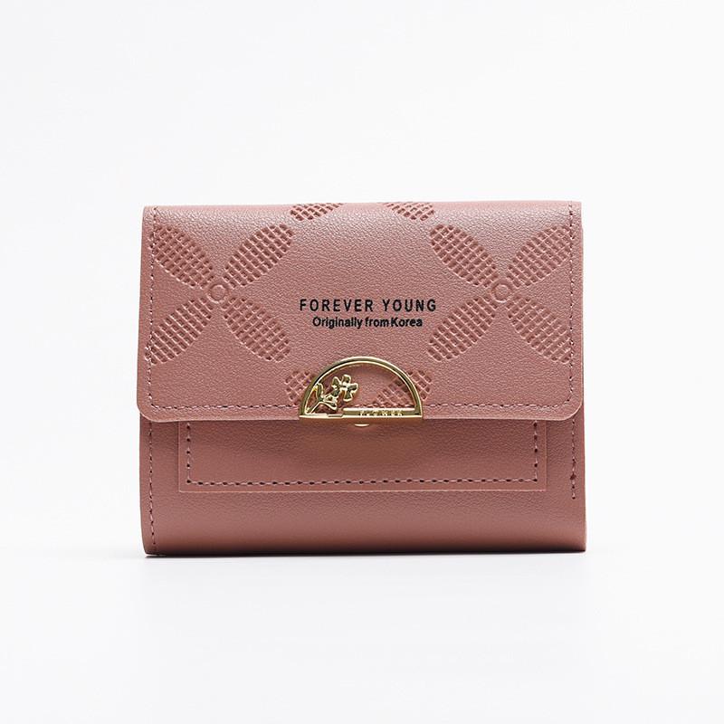 

Urban Minimalist Women s Short Wallet Multiple Card Slots Pu Leather Coin Purse Chic Coin Card Holder темно-рожевого кольору