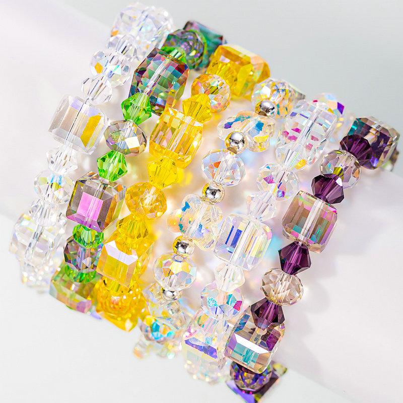 Bracelet Making Kit AB Color Glass Cube Beads Sparkle Butterfly Crystals Beads Kit for Jewelry Making Necklaces DIY Crafts