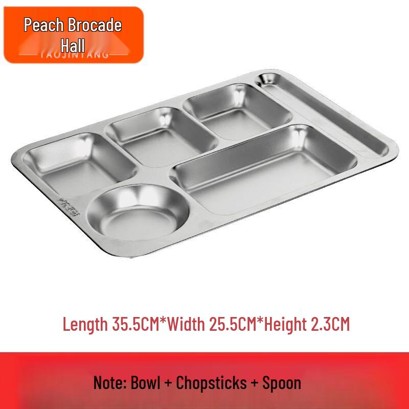 Taojintang 304 Stainless Steel 5-Compartment Meal Tray