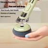 Creative Kitchen Pan Brush Non-Slip Press To Dispense Automatic Liquid Dishwashing Brush Long Handle Press Cleaner