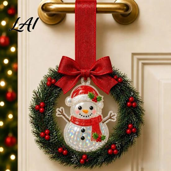 Versatile Seasonal Hanging Wreath Mini Christmas Door Handle Decoration Gingerbread/Angel/Bell/Snowman Artificial Pine Desktop Scenery with