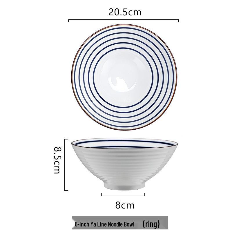 Popular 8-inch Color Glaze Ceramic Ramen Bowl - Hand-painted Trumpet Design