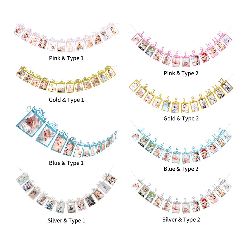 16.4ft Baby Photo Banner for Newborn 12 Month Growth Picture Display Hanging Sign Garland Growth Photo Booth Props for